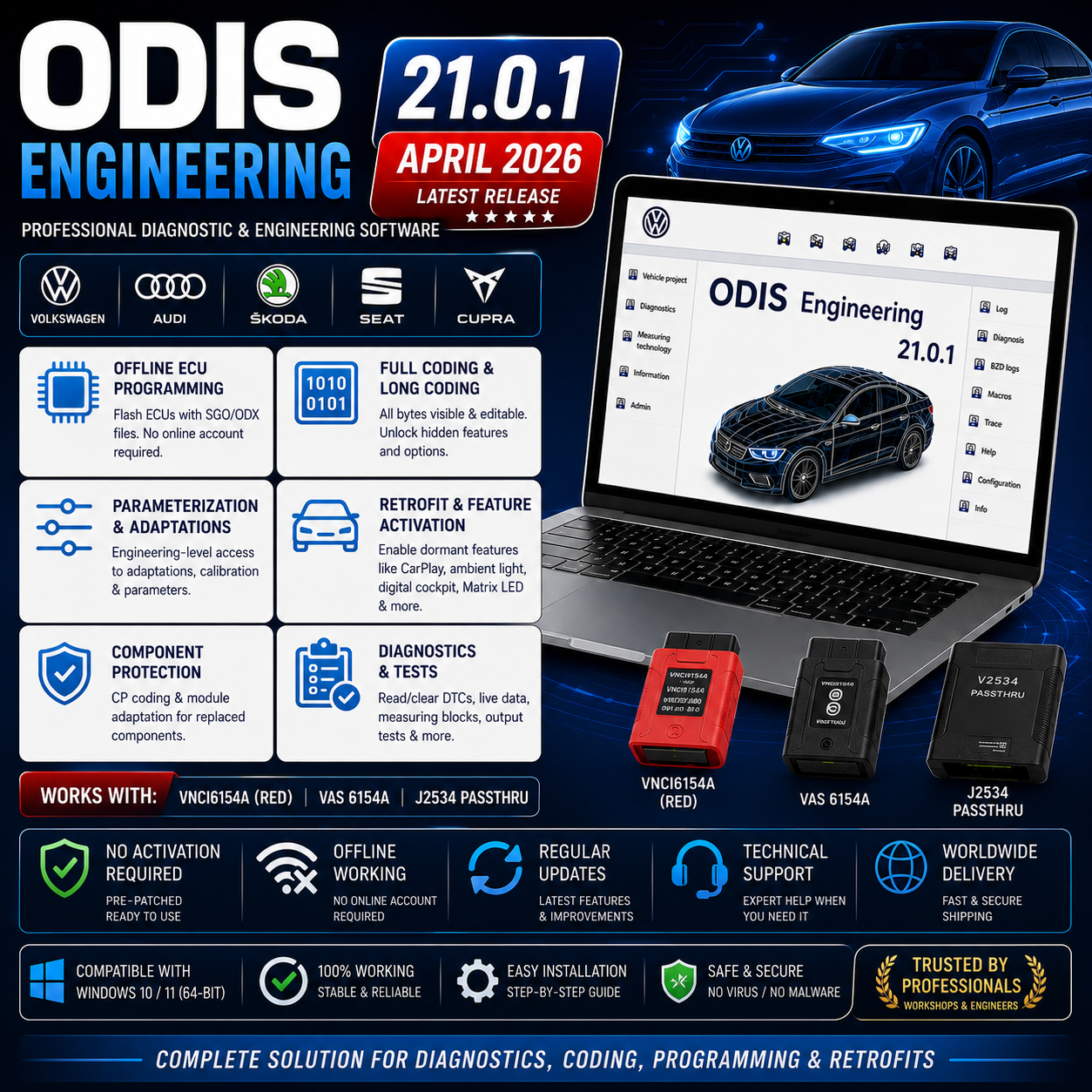 ODIS Engineering 21.0.1 (2026) | ECU Flashing, Long Coding & Parameterization