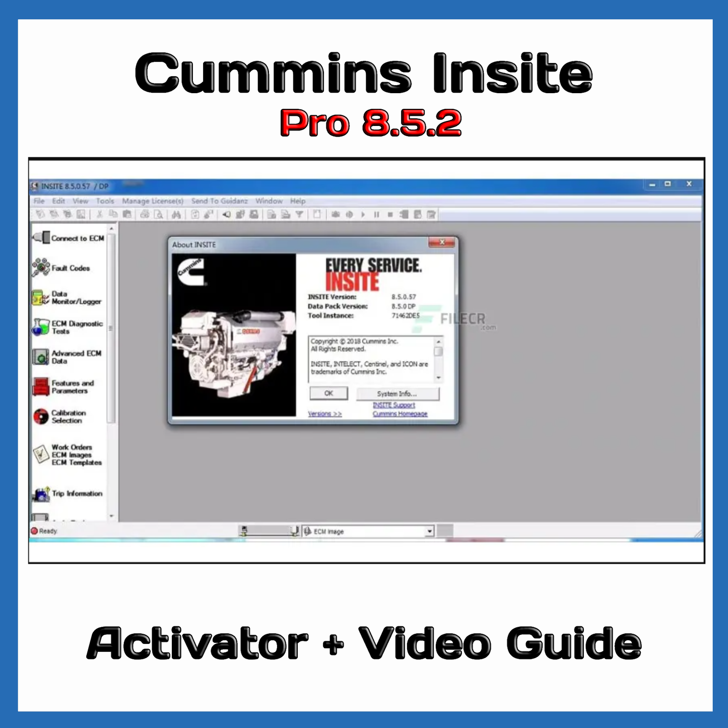 Cummins Insite Pro 8.5.2 Engine Diagnostics Software And Display Information With Activator For Used On Multiple Computers