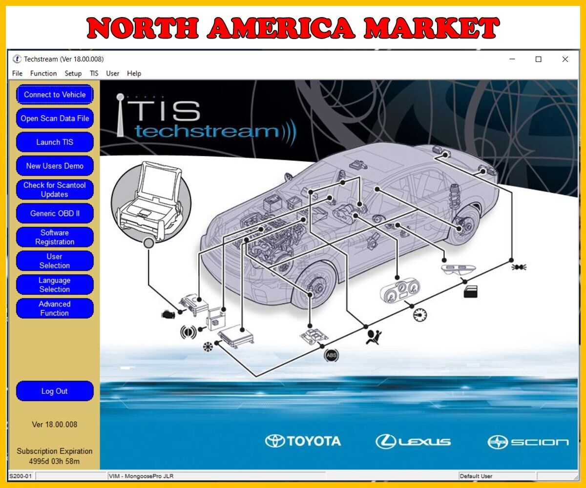 TechStream 18.00.008 Toyota Diagnostic Software With 4500 Days Active Key Code