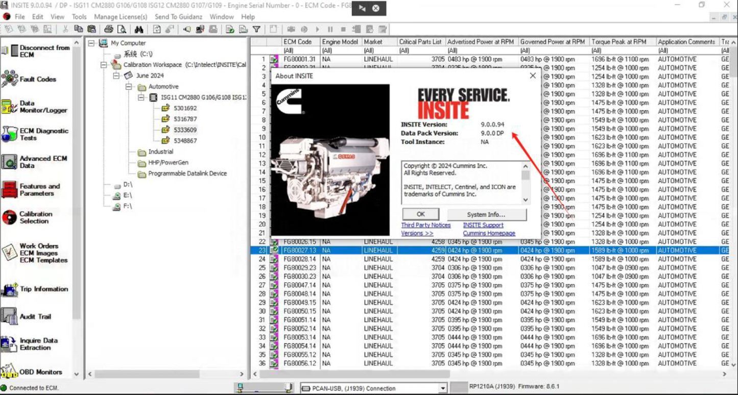 Cummins Insite Pro 8.5.2 Engine Diagnostics Software And Display Information With Activator For Used On Multiple Computers