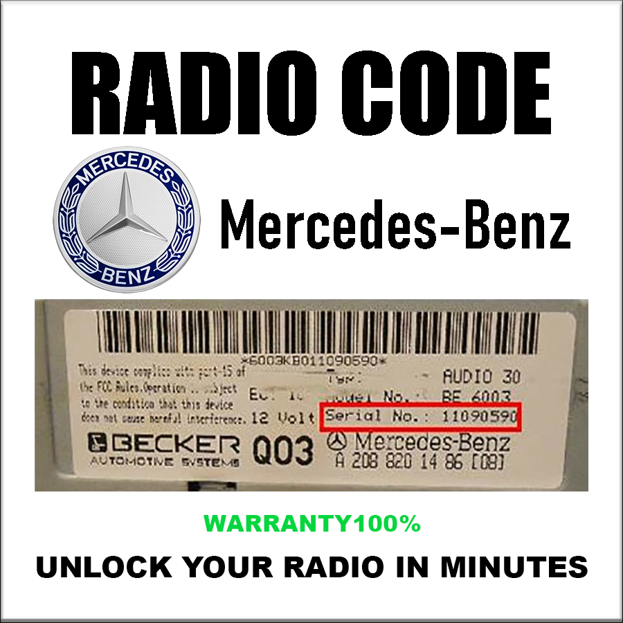 Code de déverrouillage de la radio Mercedes Audio stéréo 10 CD Mf2199 Mf2910 Al2199 Al2910 Code PIN Alpine Becker