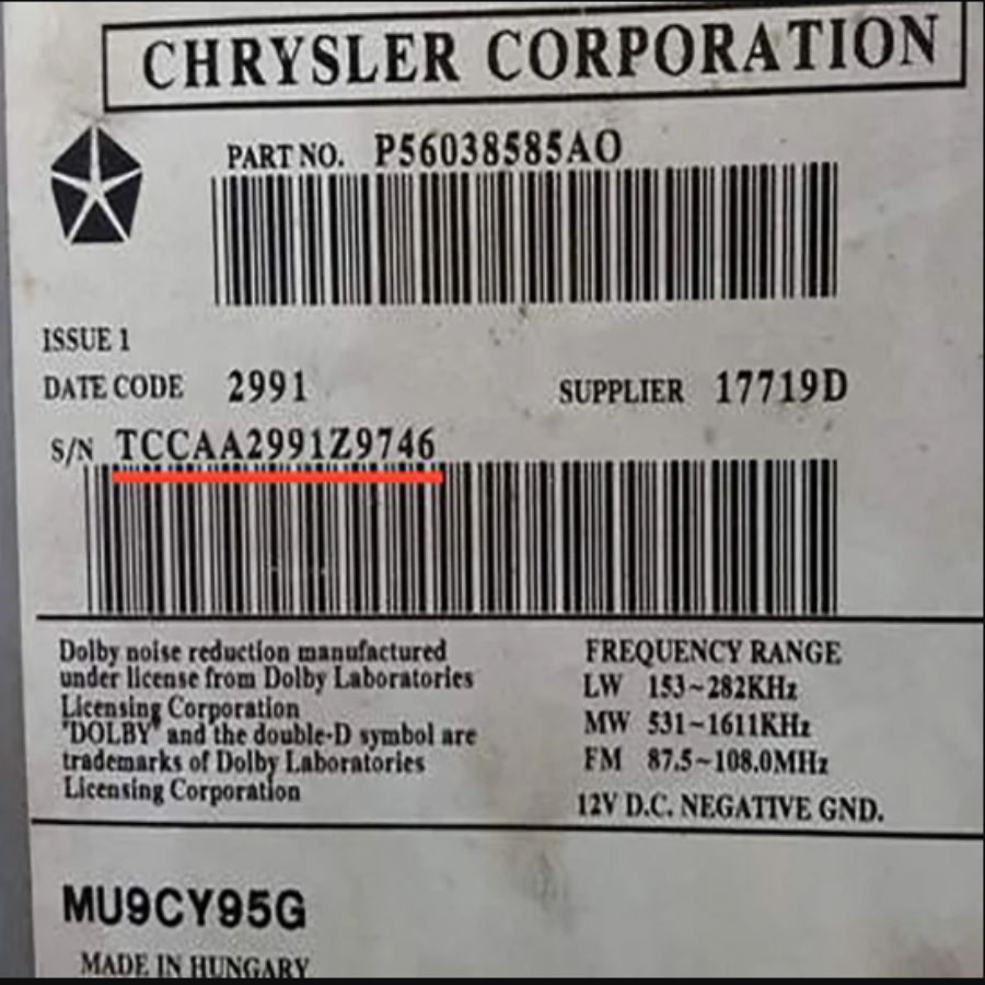 Déverrouiller les codes radio Jeep antivol Chrysler Dodge Ram stéréo série de voitures T00am T00be Tm9 T19qn TVPQN service de code PIN