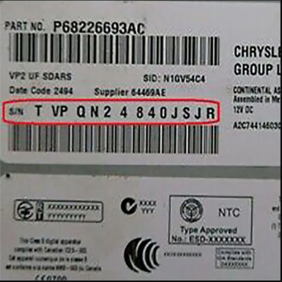 Déverrouiller les codes radio Jeep antivol Chrysler Dodge Ram stéréo série de voitures T00am T00be Tm9 T19qn TVPQN service de code PIN