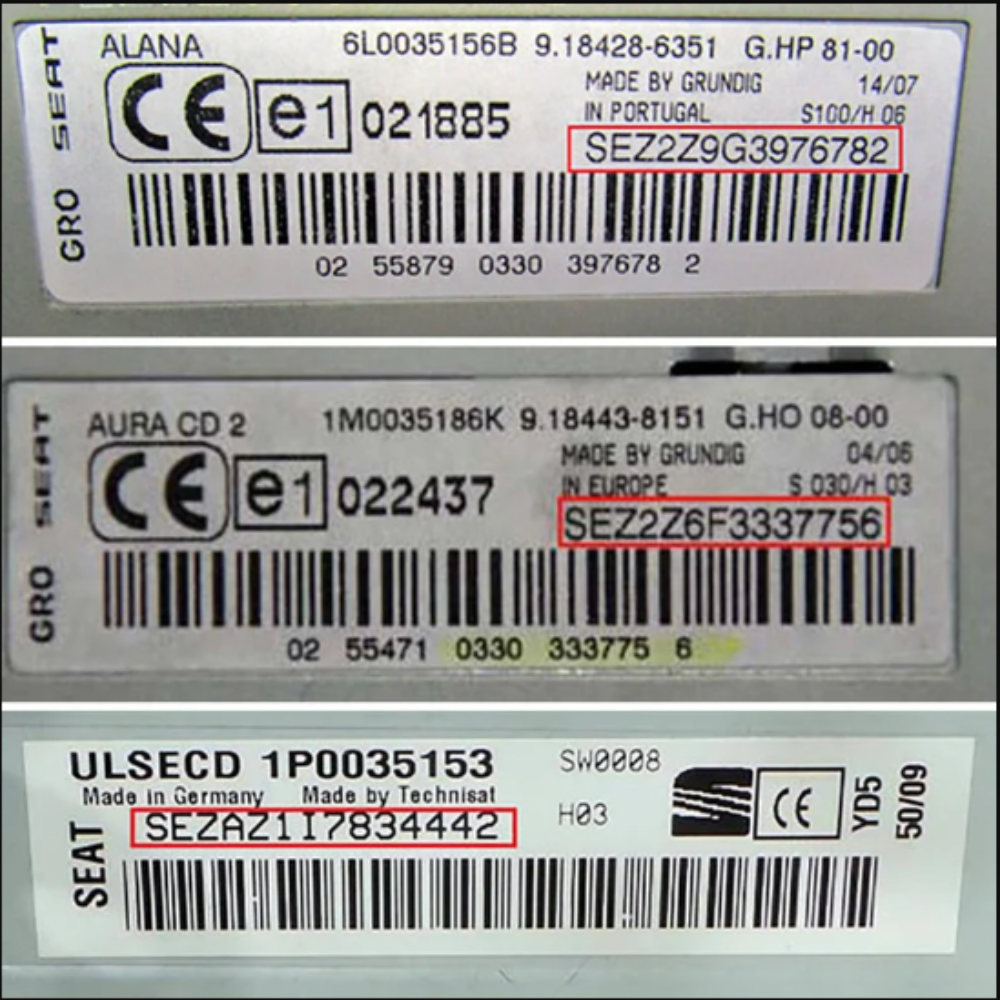 Déverrouiller les codes radio Seat Stereo Decoding Series Rcd 510 Codes Safe Rns315 Service rapide