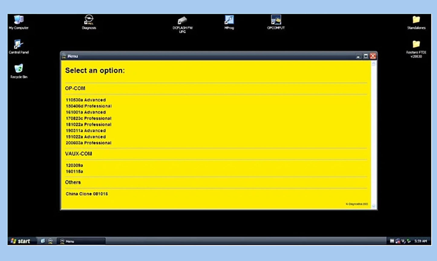 Automotive Diagnostic Software OP-C-OM VMware V1.0 2023 Virtual Machine
