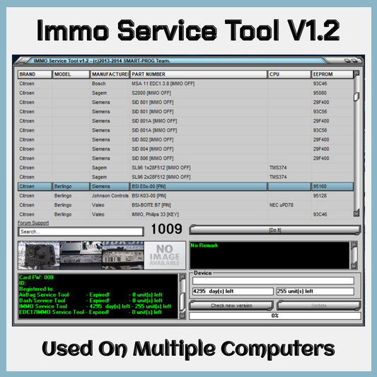 Logiciel universel pour désactiver l'immo pour l'ECU du moteur et calculer le code PIN des clés et d'autres options pouvant être utilisées sur plusieurs ordinateurs