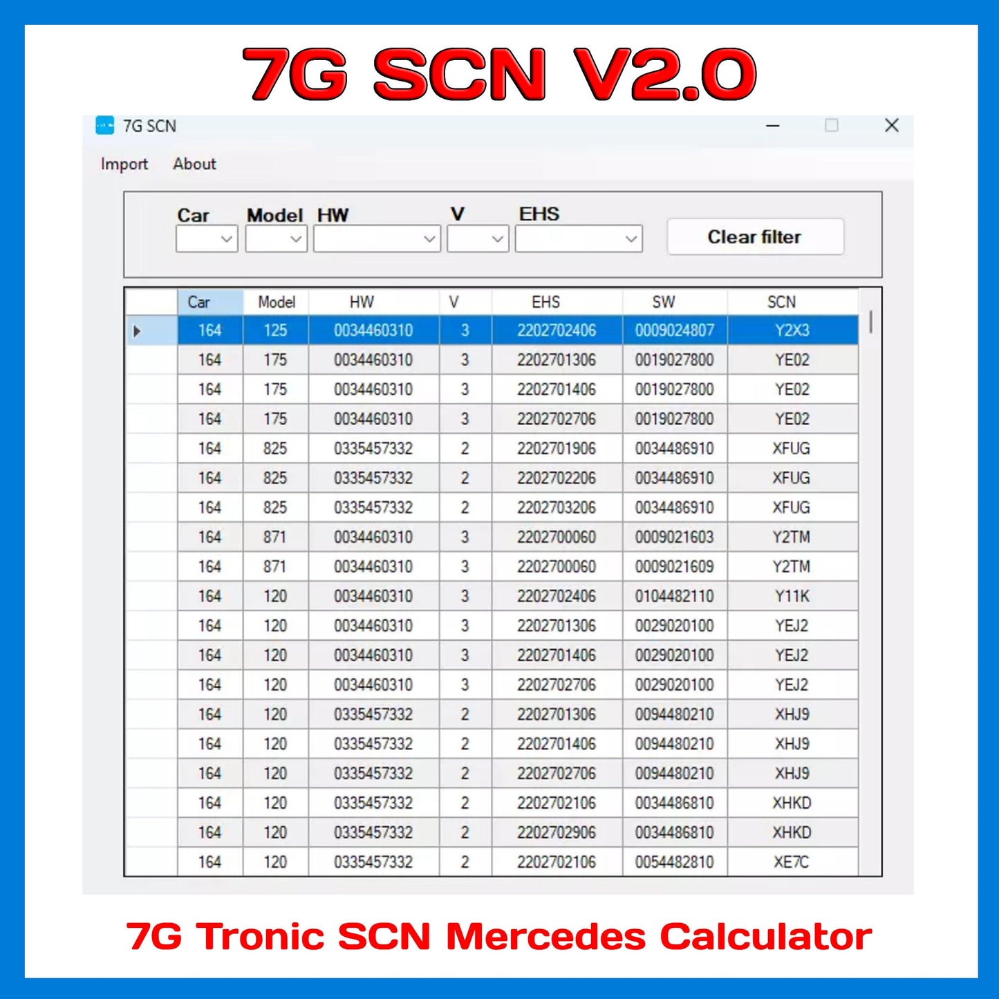 7G Tronic SCN Mercedes Calculator 7G SCN V2.0 Unlimited Install On Computers