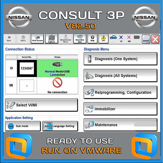 Nissan Consult 3P Diagnostic Software V82.50 J2534 PassThru Multilanguage Run On VMware (Virtual Machine)!