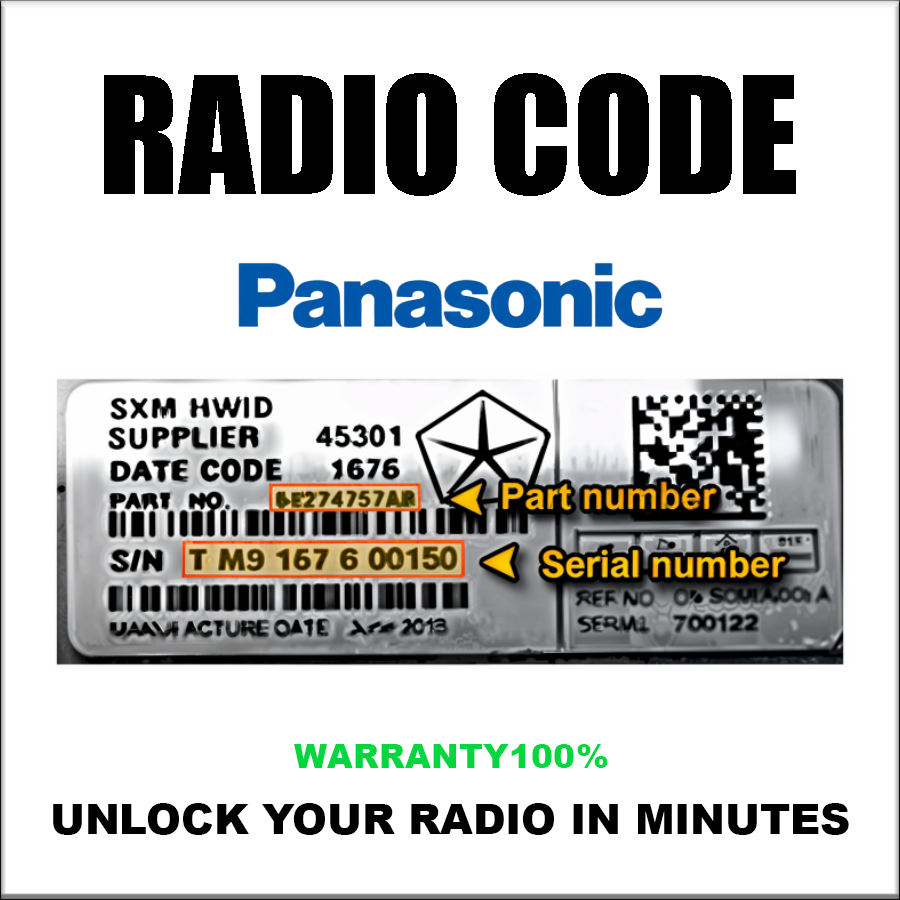 Jeep Dodge Panasonic Radio Code Chrysler Ram Models UAQ UAS Stereo Pincode Service