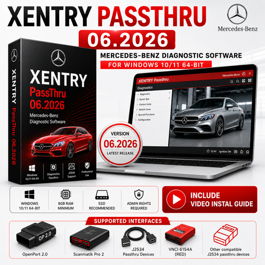 Xentry Passthru 06.2026 – Mercedes-Benz J2534 Diagnostic Software + Video Installation Guide 🚗🔧