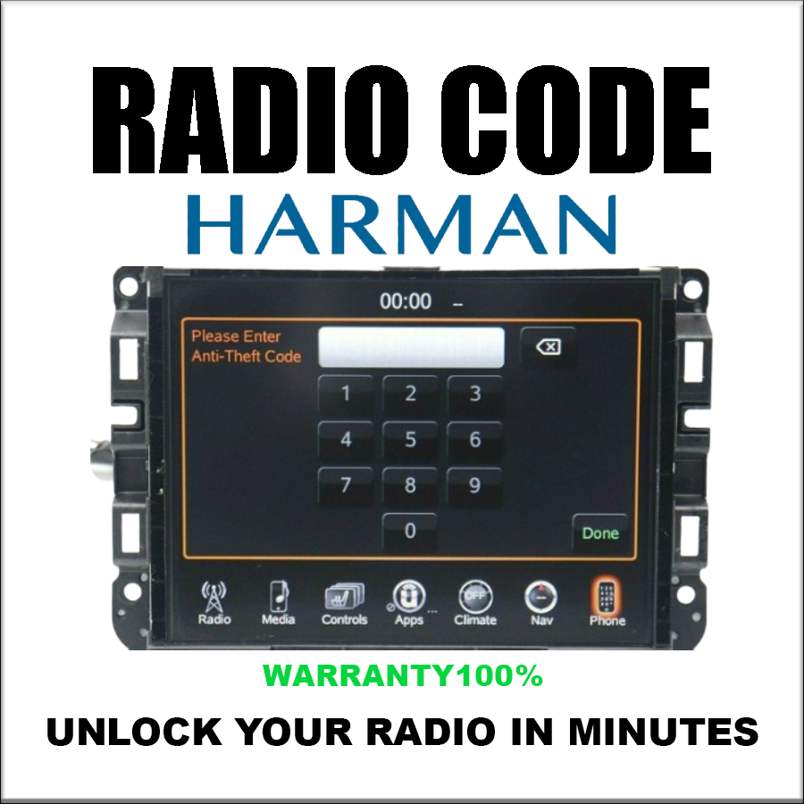 Harman Radio Code T00BE Series UCONNECT 8.4 VP4 U Alfa Romeo Fiat Jeep Chrysler Stereo Pincode Service