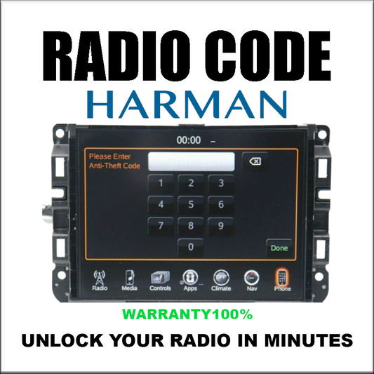 Harman Radio Code T00BE Series UCONNECT 8.4 VP4 U Alfa Romeo Fiat Jeep Chrysler Stereo Pincode Service