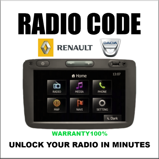 Renault Dacia Radio Codes Unlock Stereo Phillips Bosch Touch Series Touch Sat/Nav Pincode Service