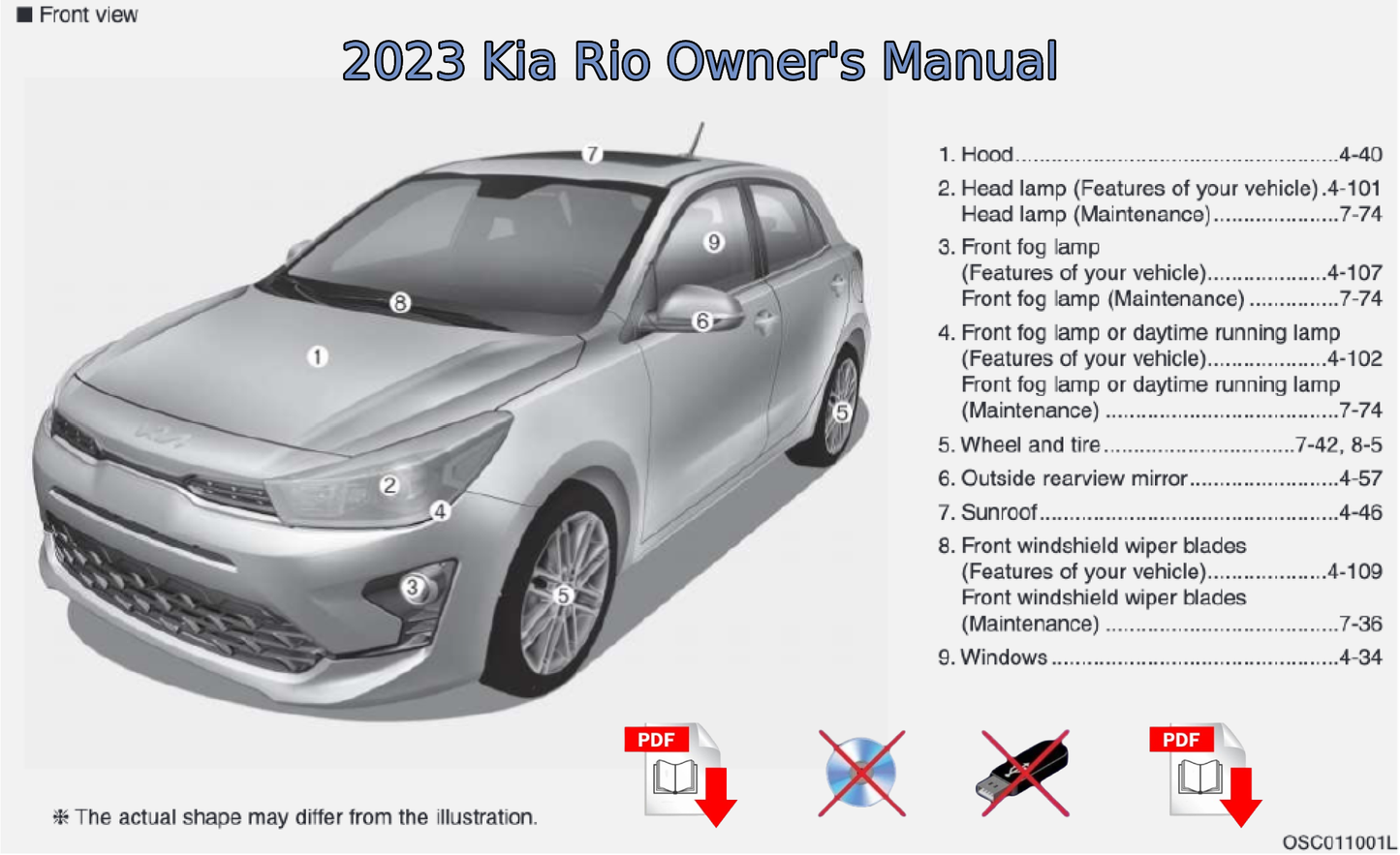 2023 Kia Rio Owner's Manual User Guide