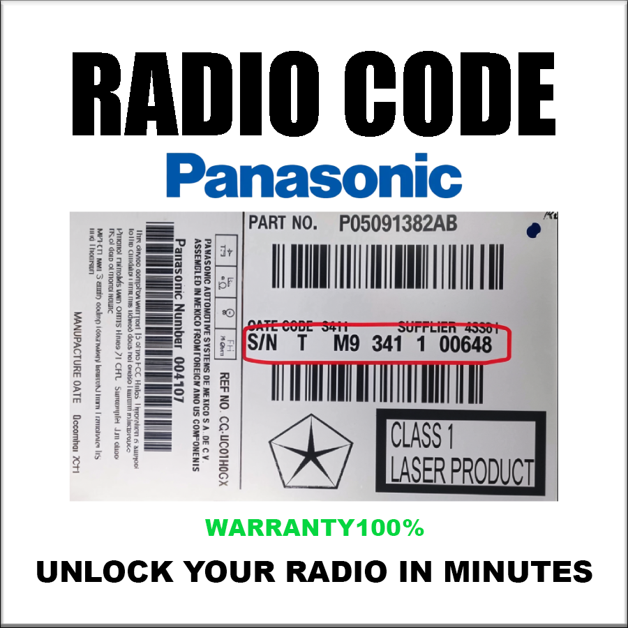 Jeep Dodge Panasonic Radio Code Chrysler Ram Models UAQ UAS Stereo Pincode Service