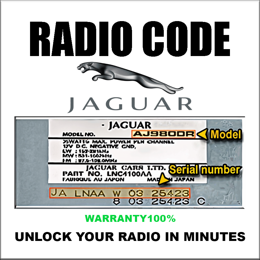 Jaguar Radio Codes Unlock Stereo Car Type Alpine And Visteon Series JA And MA Pincode Fast Service