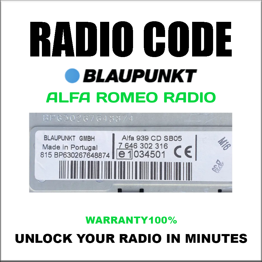 Blaupunkt Radio Codes Unlock Stereo Cars Ford Nissan Bmw Opel Fiat Alfa Lancia Pin Service