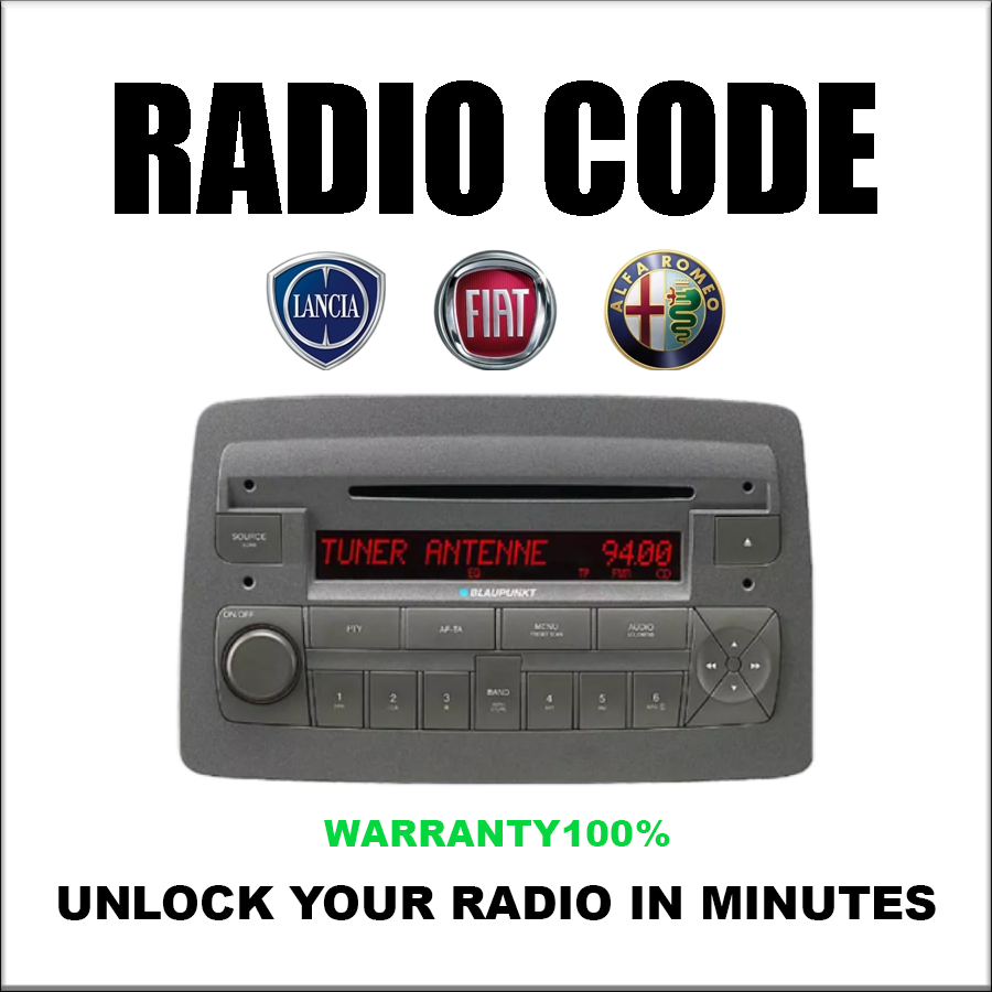 Radio Codes Fiat Alfa Lancia Unlock Stereo Models Blaupunkt Visteon Continental Bosch Pincode Service