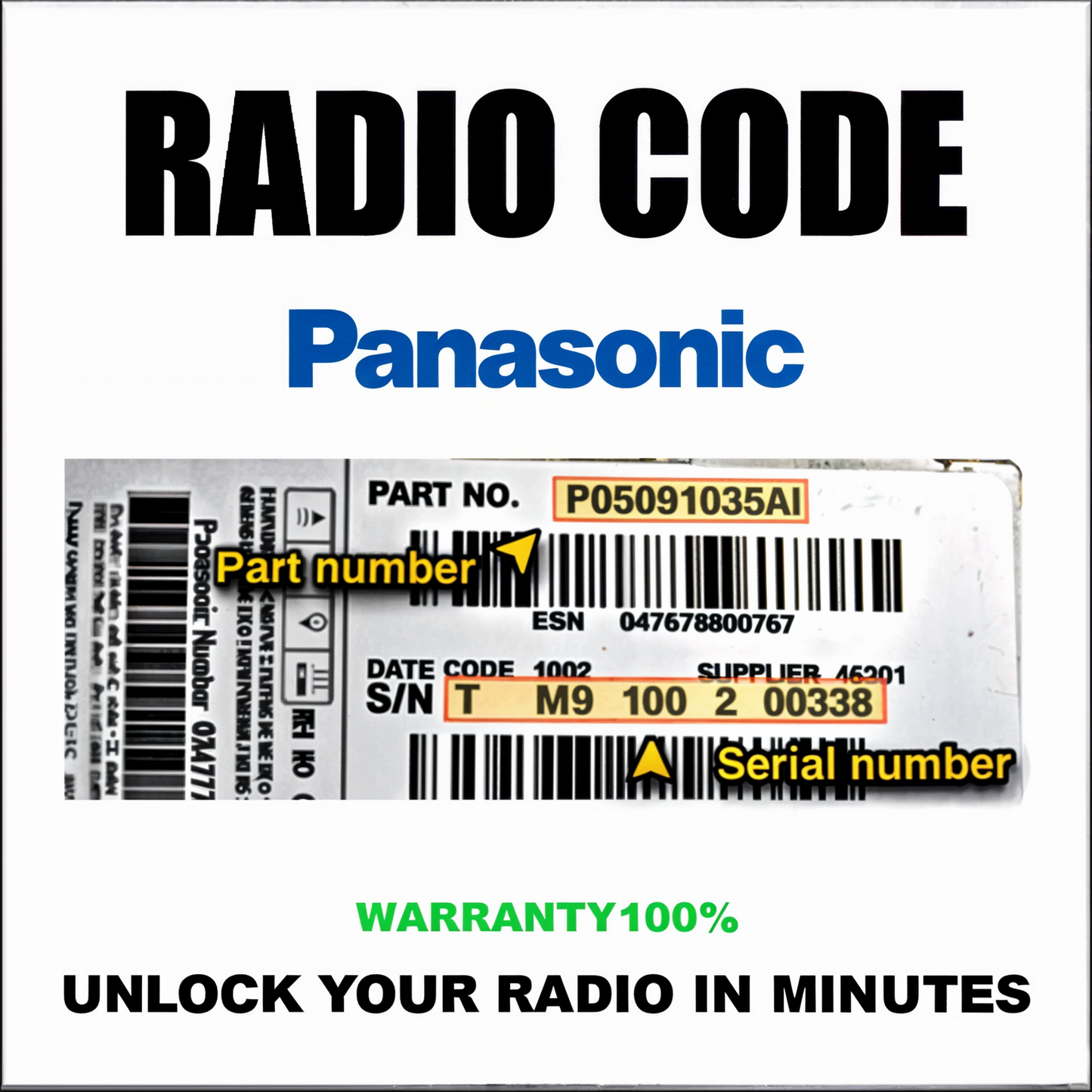 Jeep Dodge Panasonic Radio Code Chrysler Ram Models UAQ UAS Stereo Pincode Service