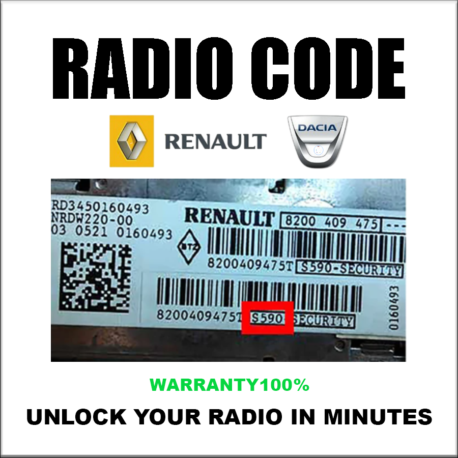 Renault Dacia Radio Codes Unlock Stereo Phillips Bosch Touch Series Touch Sat/Nav Pincode Service