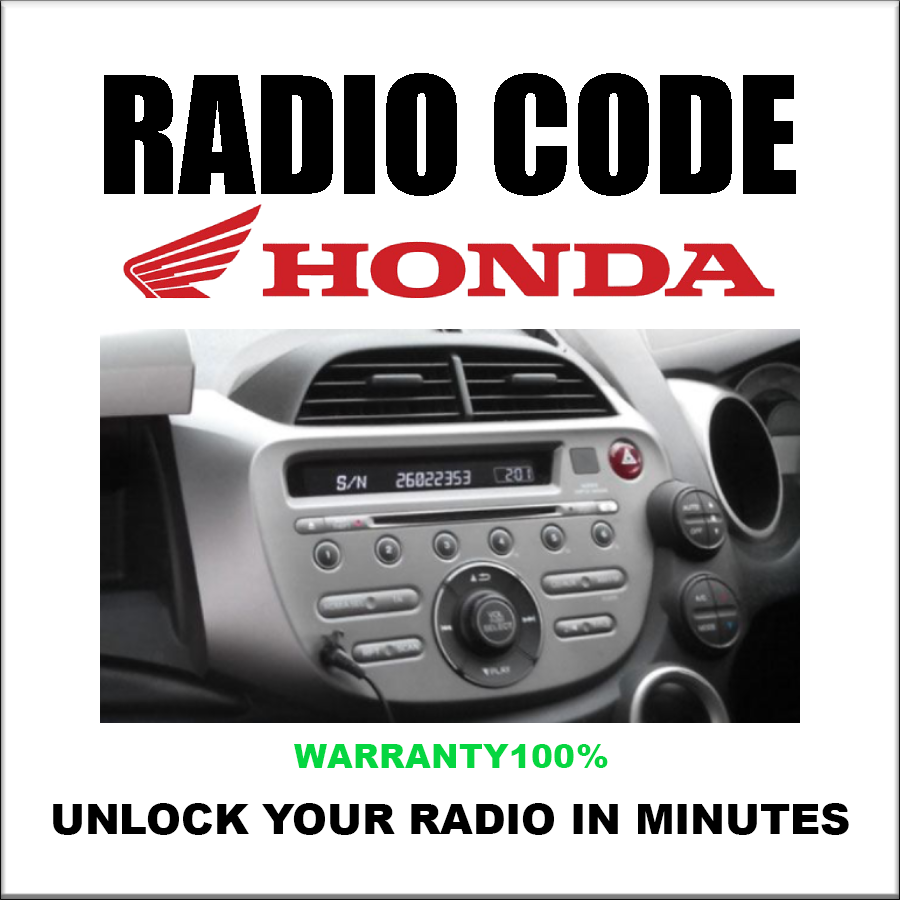 Handa Radio Codes Accord City Civic Cr-v Crx Cr-z Hr-v K Insight Unlock Stereo Pincode Service