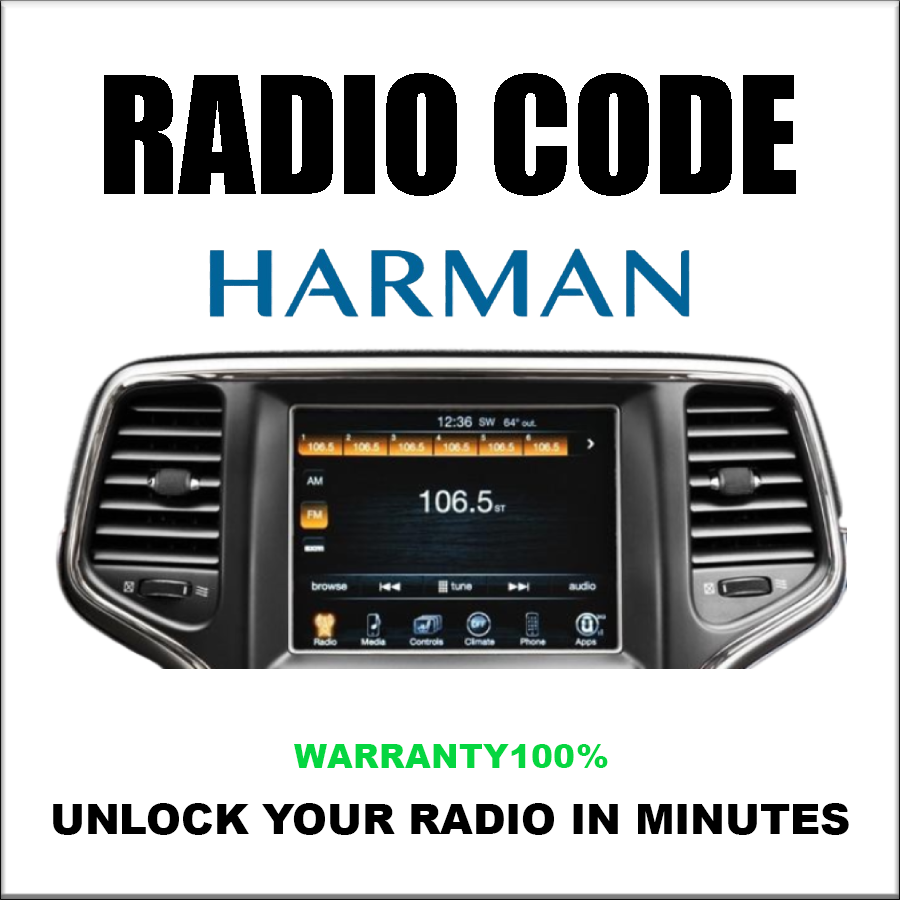 Harman Radio Code T00BE Series UCONNECT 8.4 VP4 U Alfa Romeo Fiat Jeep Chrysler Stereo Pincode Service