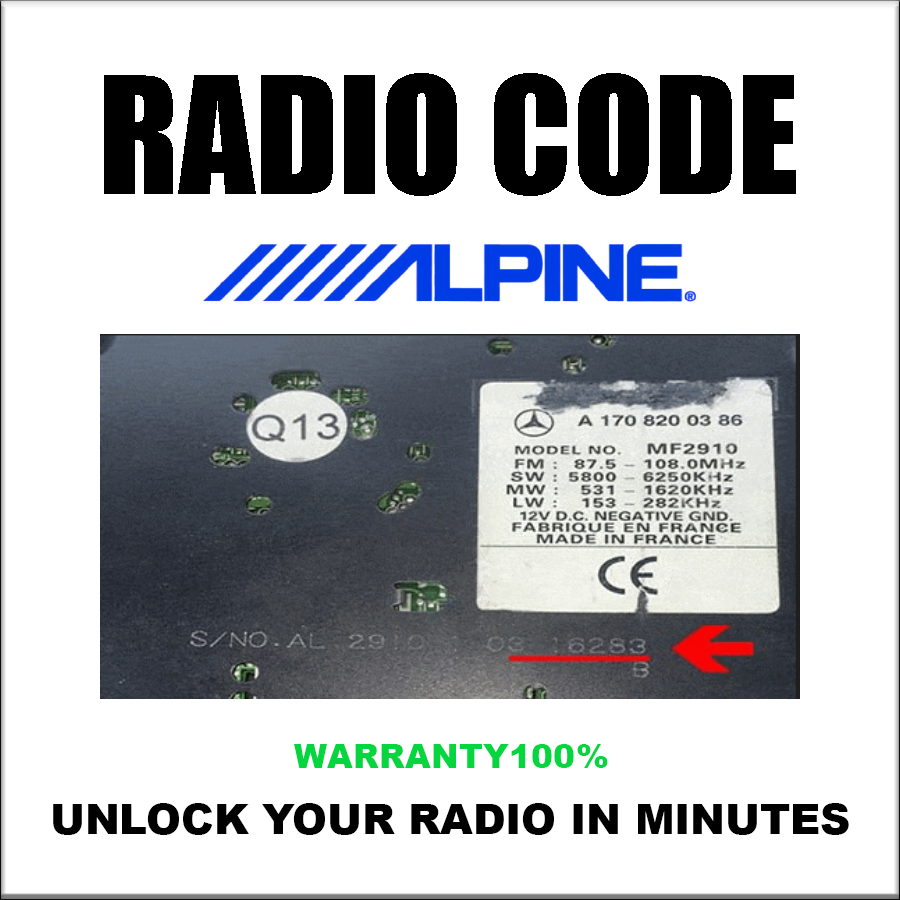 Alpine Radio Code & Unlock Radios Chrysler Jeep ,Mercedes,Jaguar And Honda Stereo Pincode Solution Service