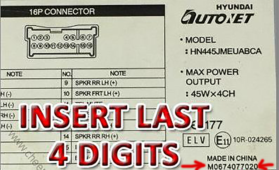 Radio Code for Hyundai Unlock Stereo | Emp3, Mp3 & Becker Autonet Pincode Service