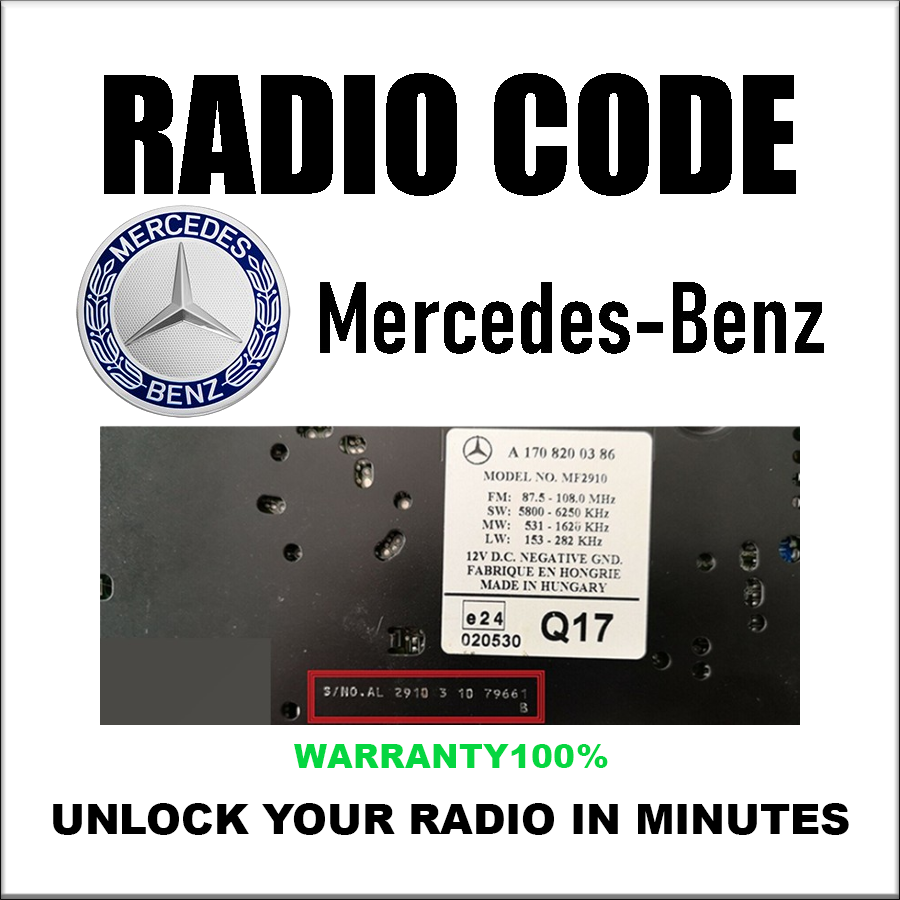 Mercedes Radio Code Unlock Stereo Audio 10Cd Mf2199 Mf2910 Al2199 Al2910 Alpine Becker Pincode