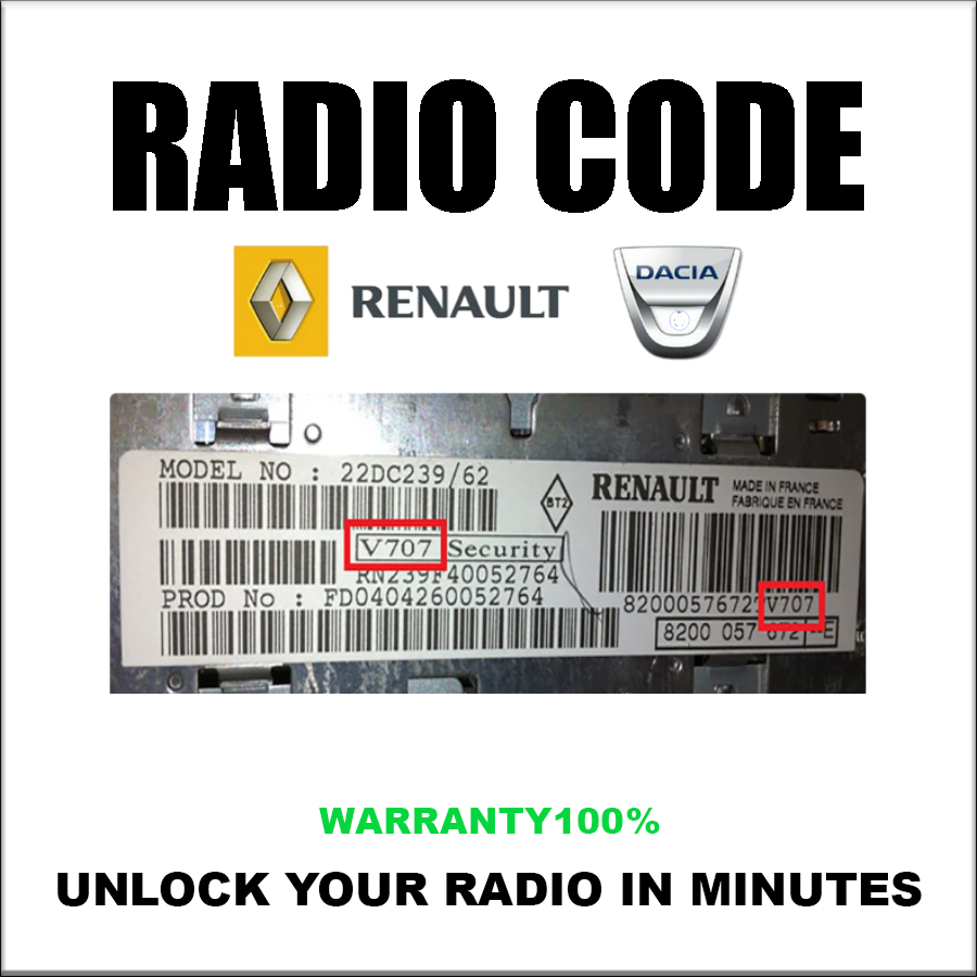 Renault Dacia Radio Codes Unlock Stereo Phillips Bosch Touch Series Touch Sat/Nav Pincode Service