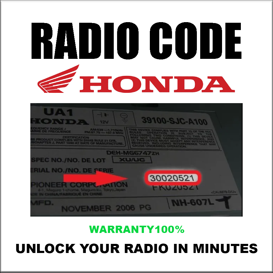 Handa Radio Codes Accord City Civic Cr-v Crx Cr-z Hr-v K Insight Unlock Stereo Pincode Service