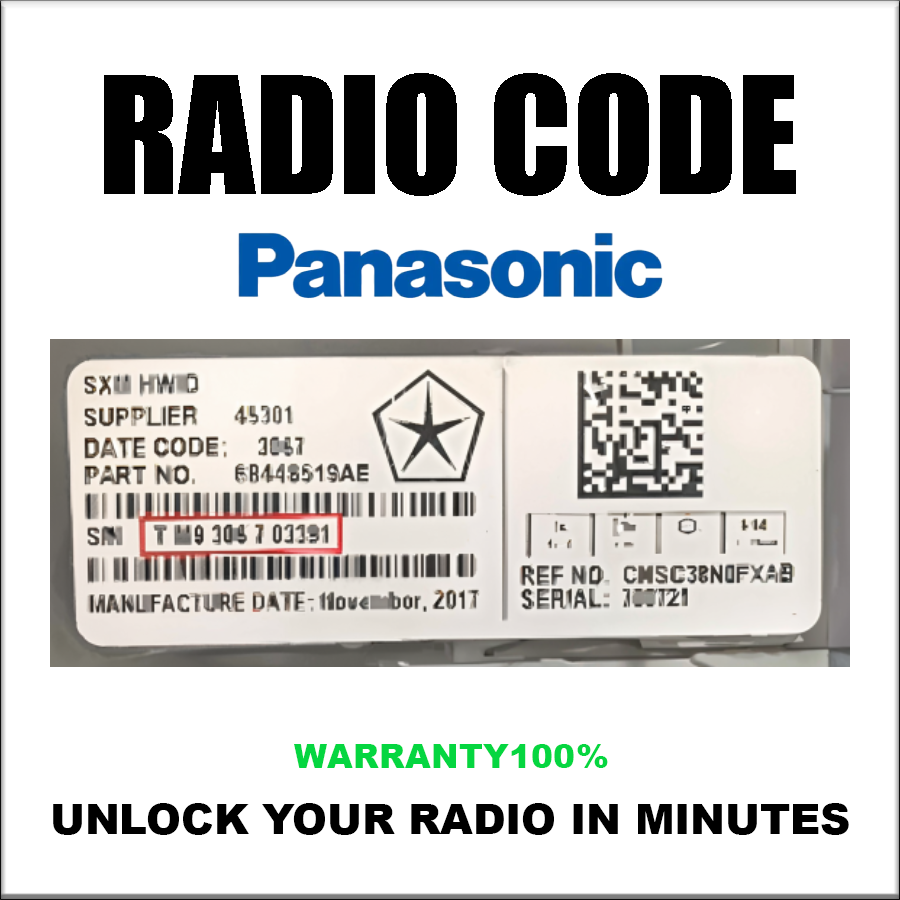 Jeep Dodge Panasonic Radio Code Chrysler Ram Models UAQ UAS Stereo Pincode Service